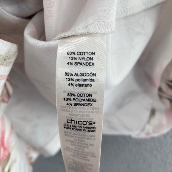 Chicos Jacket Womens 1 US Small Summer Grove Ivory Pink Floral Button Up Collar - Picture 8 of 12